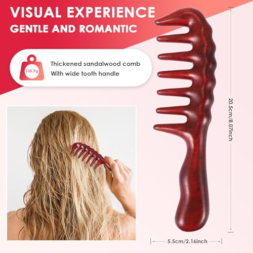 Haarkamm zum Entwirren - Breitzahn Holz Grober Kamm für Locken und lange Haare - Kein Statischer NatüRlicher Sandel Holz Massage Haar Kamm