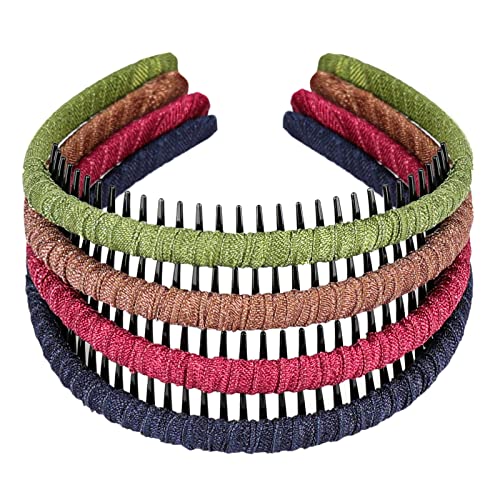 MONGSILER Fashion Headband, Comfy anti-slip Headband, Resin Tooth Comb, (4 PC) For Girls & Women (Multi-colored-No.41)