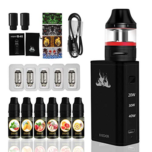 IXIGER S60 E Zigarette Starterset 40w Mod kit 1500mAh Akku,Top Refill 0.3ohm/2.0ml Verdampfer Tank,5*Ersatz Coil,6* E…