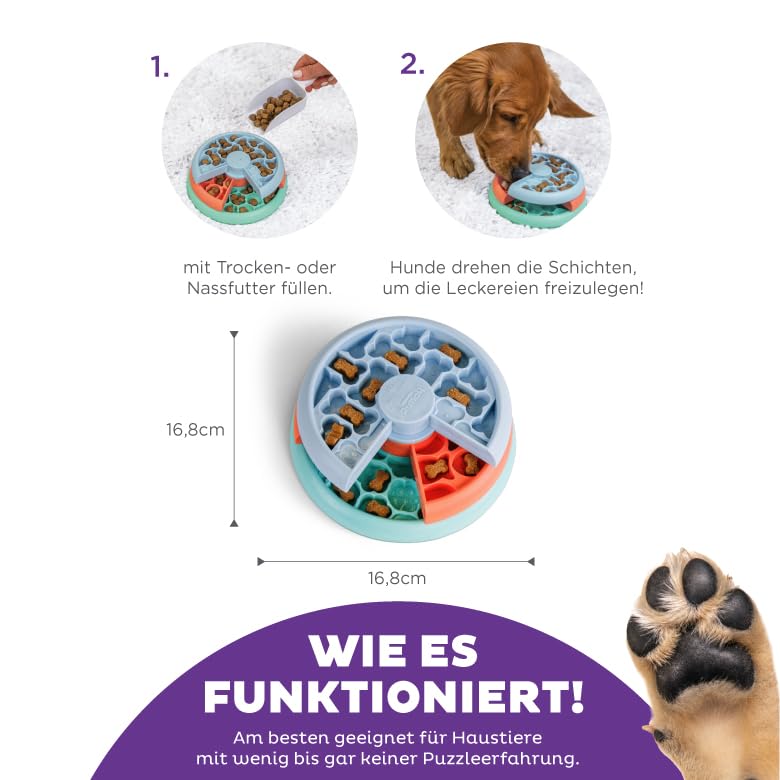Outward Hound Nina Ottosson by Puppy Lickin' Layers Interaktives Hundepuzzle Langsamfresser für Welpen, Level 2 Intermediate Hundespielzeug, Mehrfarbig