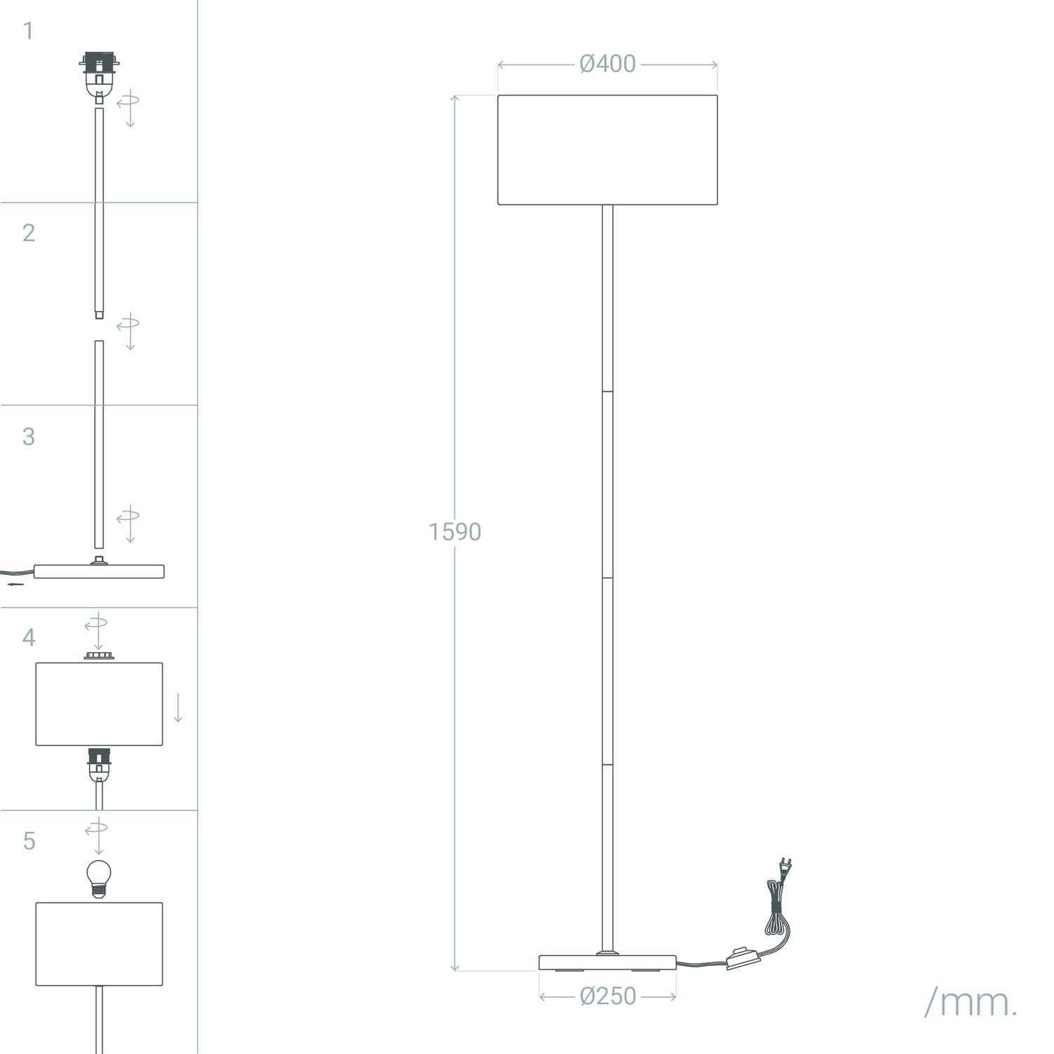 LEDKIA Lámpara de Pie Metal y Madera Silinda Blanco | Estilo Nórdico | Acabado en Madera y Metal | Ideal para Salón y Dormitorio | Compatible con Bombilla LED E27