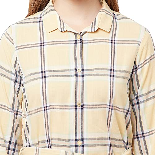Image of Crimsoune Club Women Beige Checked Shirt Dress