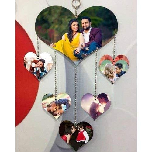 Glamorous Creation Single Wooden Winchime for Your Home Decoration | Printed with Your Photos | Heart Shape Hanging | Gift for Anniversray, Birthday, Valentines Day, or for Any Occasion.