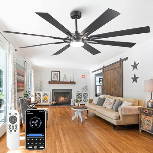 Parrot Uncle Ceiling Fans with Lights and Remote, 60 Inch Farmhouse Chandelier Ceiling Fan for Bedroom, Black Rustic Lighting Ceiling Fans Outdoor Indoor, DC Motor Reversible 8 Blades, Noiseless