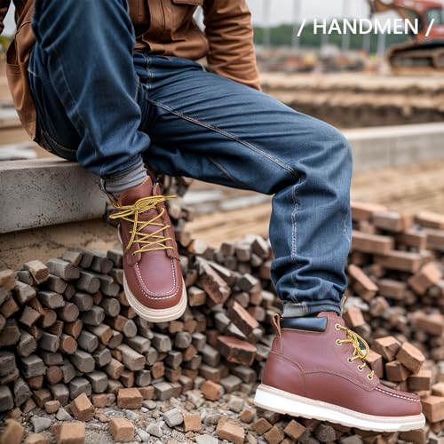6" Soft Toe Mens Work Boots, EH Leather Non-Slip Durable Breathable Shoes2