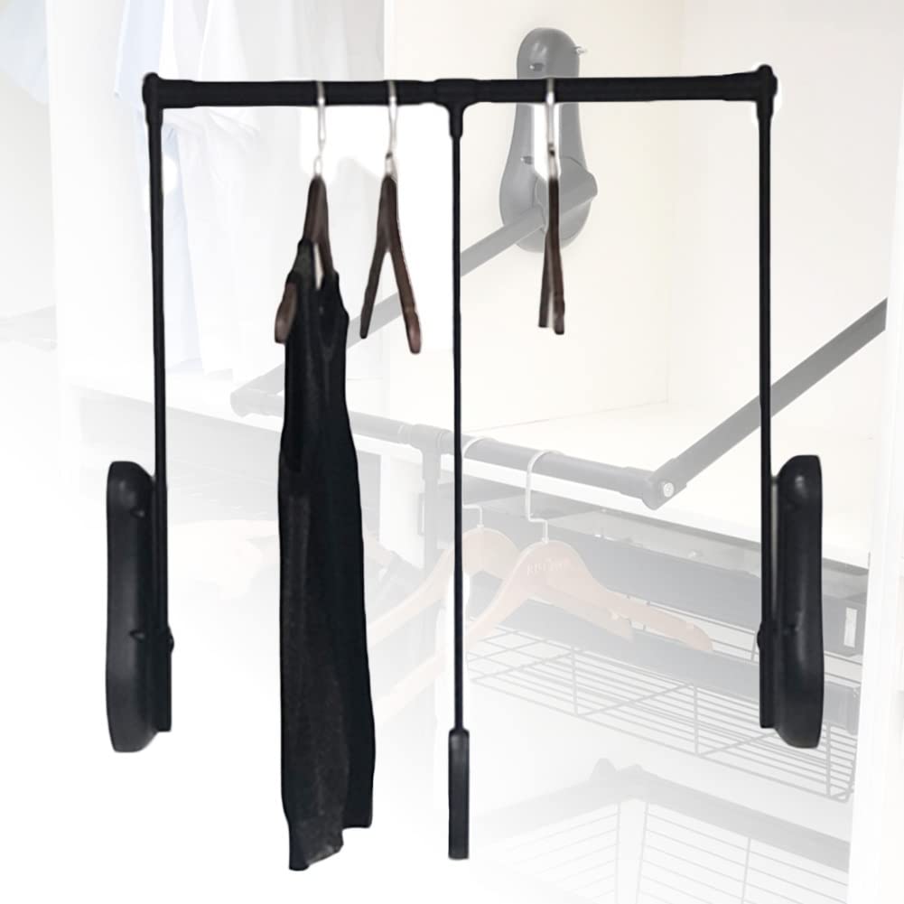 HTTGDGDH Adjustable Heavy Duty Pull Down Closet Rod, Telescopic Lifting System With Mounting Hardware, 30Kg Capacity, Space-Saving Storage Solution,650-850mm
