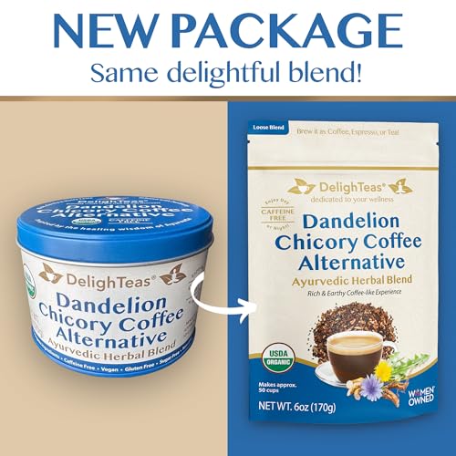 Delighteas Organic Coffee Alternative | Ayurvedic Herbal Chicory Dandelion Coffee | Coffee Substitute thumb #3