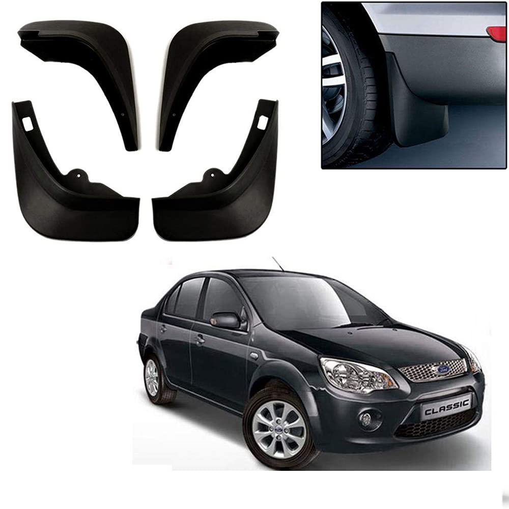 Auto Pearl Car Heavy Duty Cup Type Mud Flaps Splash Guards || O.E Type Custom Front and Rear Mud Flap Guard Set for -Fiesta (Set of 4pcs) - Black