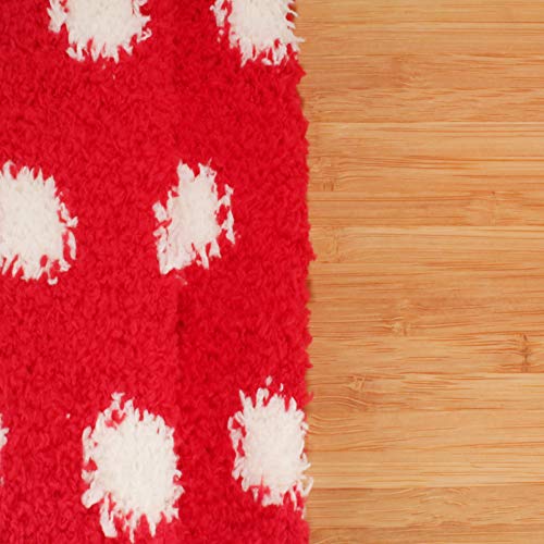 Image of BambooMN Women's Fuzzy Knee High Socks - Polka Dots and Solid Colors - 2 Sizes - 1 Pair Pack
