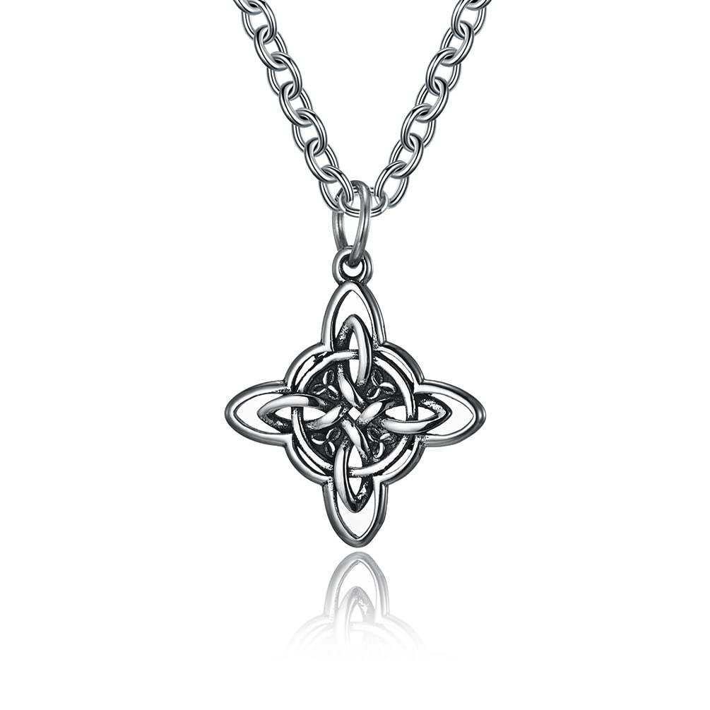 BigbabybigVintage Irish Celtic Knot Triquetra Trinity Viking Pendant Necklace for Men Women Ladies Chain Metal Faith Stainless Steel Fashion Dainty Simple Jewelry Birthday Mother Wife Gifts 24inch,