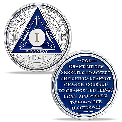 Image of Imasoner 1 Year Sobriety Coin Alcoholics Anonymous Medallion Sobriety Chip Anniversary Token Recovery Gift