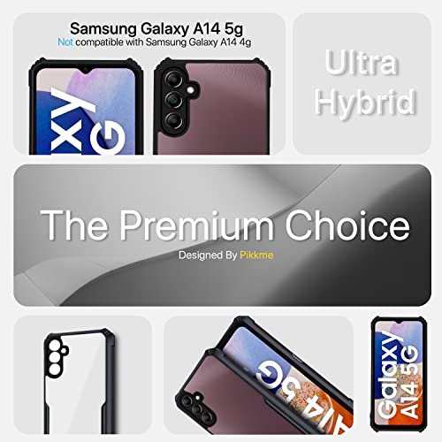 Image of Pikkme Samsung Galaxy A14 4G / A14 5G Back Cover | Crystal Clear Transparent Back | Ultra Hyrbid | Full Camera Protection | Raised Edge | Bumper Back Case (Plastic, Black)