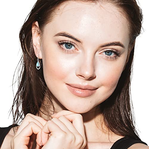 Beaux Bijoux Sterling Silver Larimar Teardrop Earrings for Women | Beautiful Natural Dominican Larimar Jewelry | Pear Shaped Blue Larimar Stones | Unique Dangle Hypoallergenic Earrings…2