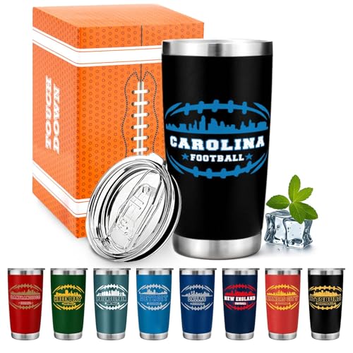 Football Fan 20 Oz Insulated Travel Coffee Cup Mug Tumbler with L...