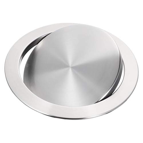 Cabilock Cubierta superior redonda empotrada para mostrador, papelera con solapa incorporada, cubierta para basurero, banco de cocina, acero