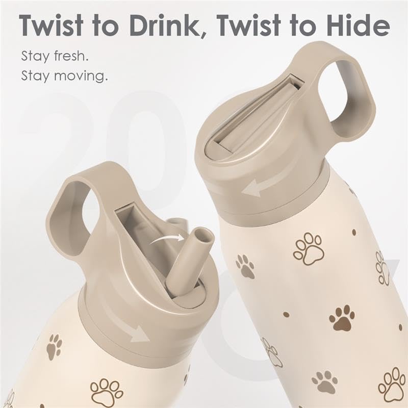 Image of Dog Stainless Steel Water Bottle with Twist Lid 20oz, Travel Insulated Water Bottles for Sports & Gym, Gift for Women Girls Friends Pet Lovers Dog Moms Birthday Christmas