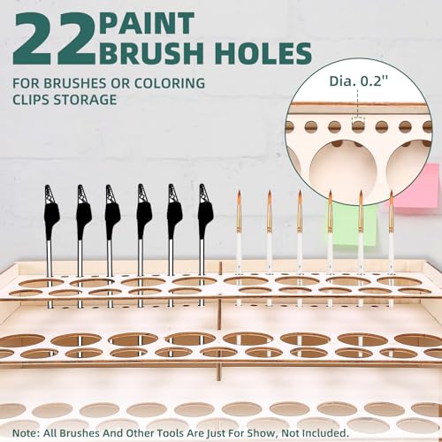 Image of OPHIR Wooden Paint holder Organizer with 2 Cabinet Drawers, Acrylic Paint Storage Rack for 58 Bottles of Paints, Suitable for Tamiya, AV, OPHIR, Citadel Paints