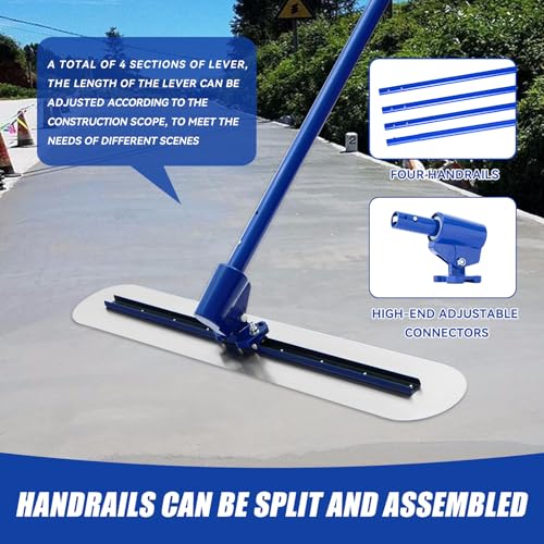Stainless Steel Concrete Float - 46 x 8" Bull Float Concrete Finishing Tools Kit With 4 x 3.8 Feet Float Handle Concrete Surface Smoothing Tool - Image 4