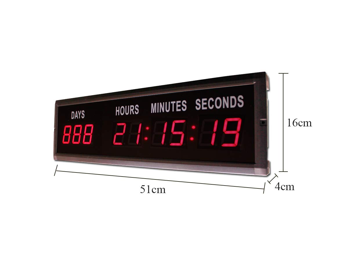 Hanchen Reloj de Cuenta Atrás 1.8''(4.5cm) 9 Dígitos Temporizador de Intervalos Digital con Control Remoto para Eventos Reuniones Gimnasios