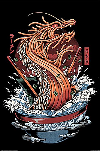 1art1 Ilustrata Poster Dragon Ramen Affiche Murale 91x61 cm