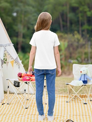 Image of Imily Bela Girls Summer Crewneck T Shirts 5-14 Years | Kids, Casual, Short Sleeve, Loose Basic Tee Tops, Versatile Everyday Wear, Sports, school, party & outdoor activities