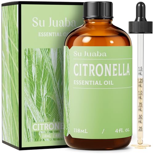 SU JUABA Citronella Oil 4 Fl Oz Aromatherapy Oil for Diffuser Massage Hair & Skin Care - 118ML