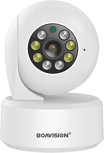 BOAVISION Cámara de seguridad WiFi 2K, cámara de seguridad para el hogar WiFi de 360 PTZ, cámara de bebé para bebéperroancianoniñera con,