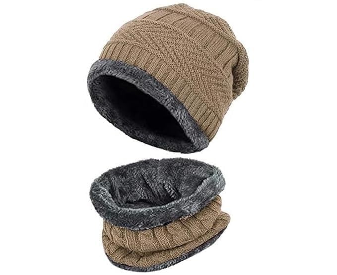 beanie cap neck warmer gloves combo set for men women | winter warm fleece combo | woolen cap muffler touchscreen gloves set | one size fits all