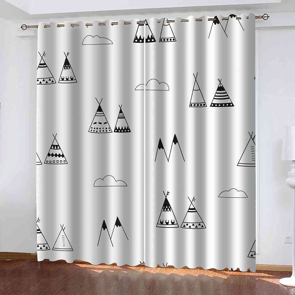 Rideaux occultants 3D pour chambre d'enfant peinture nuage isolant thermique