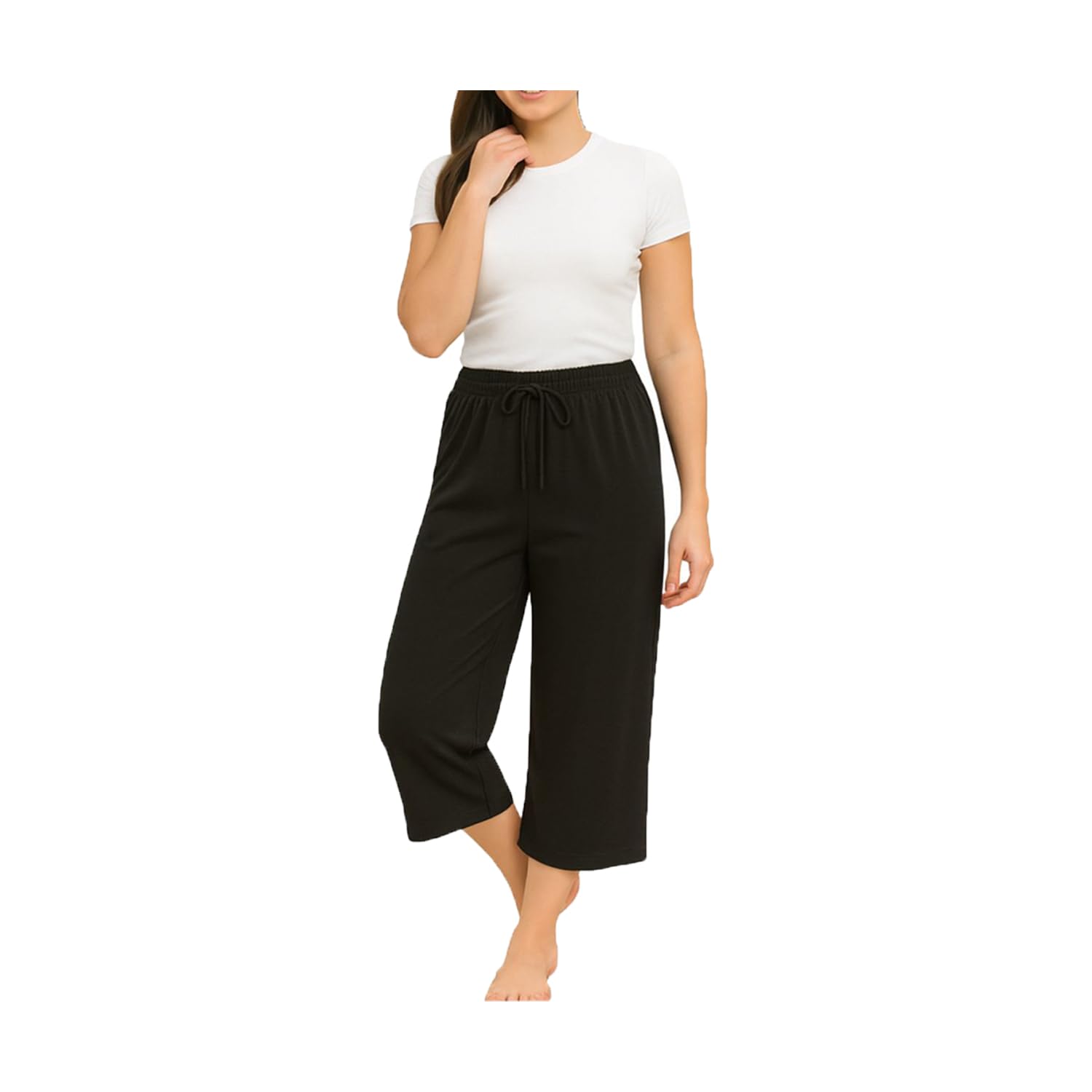 Womens Cotton Plain Loosefit Yoga Pants for Girls Single Pack-picture-12
