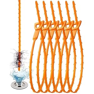 25 Inch Sink Snake Drain Clog Remover Tool,6 Pack Drain Cleaner Hair Clog Remover Tool, Drain Hair Remover Plumbers Snake, Drain Cleaner Sticks, Easy and Quick Unclog Sink Drain, Kitchen, Shower, tub.
