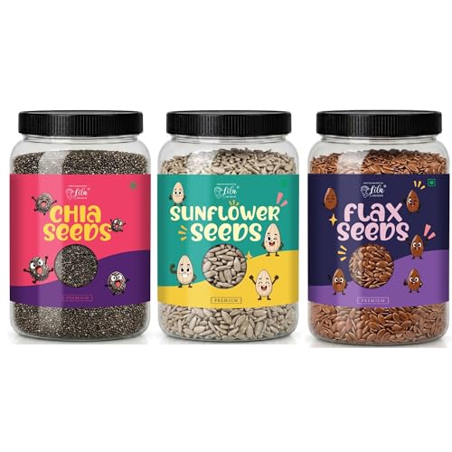 Image of LILA DRY FRUITS Seeds Combo Pack Chia Flax Sunflower Seed 100 g x 3 | Raw Mixed Seeds for Daily Nutrition, Healthy Snacking, Smoothies, Salads & Breakfast Toppings Perfect for Gifting