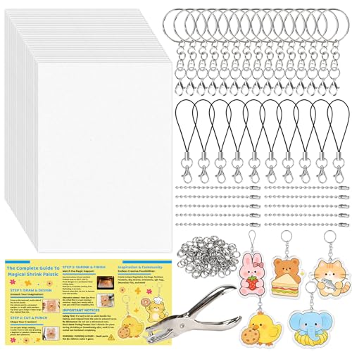 Mcupper 166-Piece Shrink Paper Plastic Keychain Kit 8.2 x 5.8 inches