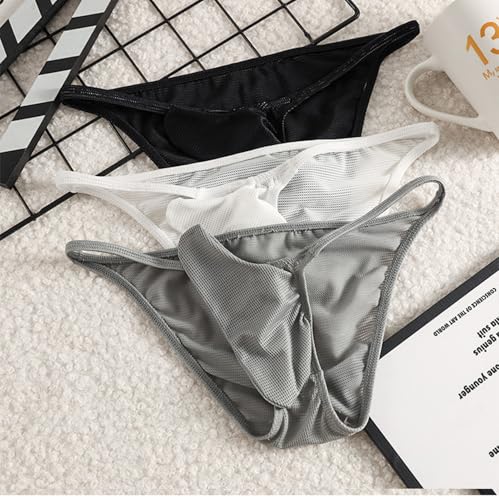 Mens Ice Silk Breathable Sports Briefs Sexy Low-rise Separation Underwear4