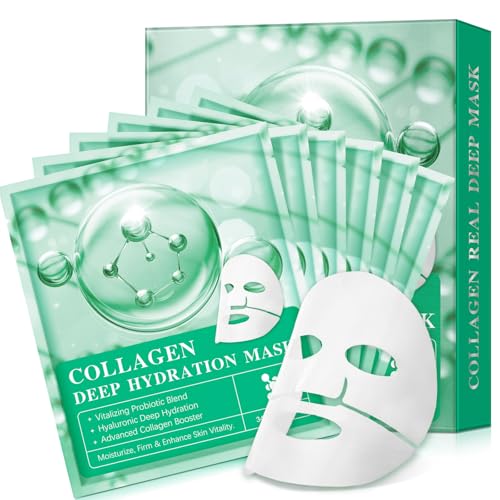 ​Mascarilla Facial de Colágeno - Pack 6 Unidades | Tratamiento Nocturno Intensivo | Refuerzo Avanzado de Colágeno | Promueve Vitalidad y Elasticidad Cutánea| Hidratación Profunda