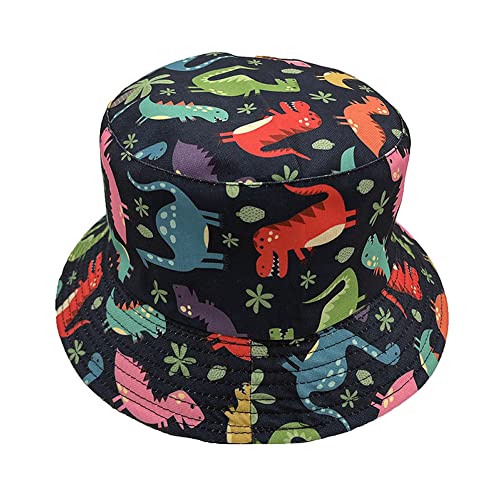 Image of Quanhaigou Bucket Hat for Men Women,Packable Reversible Printed Sun Hats,Fisherman Outdoor Summer Travel Hiking Beach Caps (Cartoon Dinosaur)