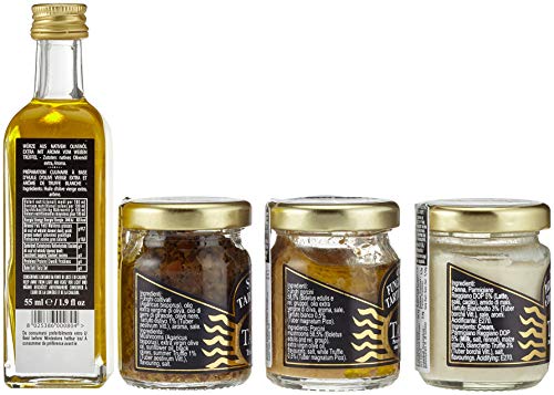 Geschenkset Trüffel to go von Giuliano Tartufi mit Trüffelöl und drei verschiedenen Trüffelcremes