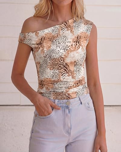 Image of NOLLSOM Spring Tops for Women Trendy Off The Shoulder Top Going Out T Shirts Casual Floral Blouses Summer Outfits 2026