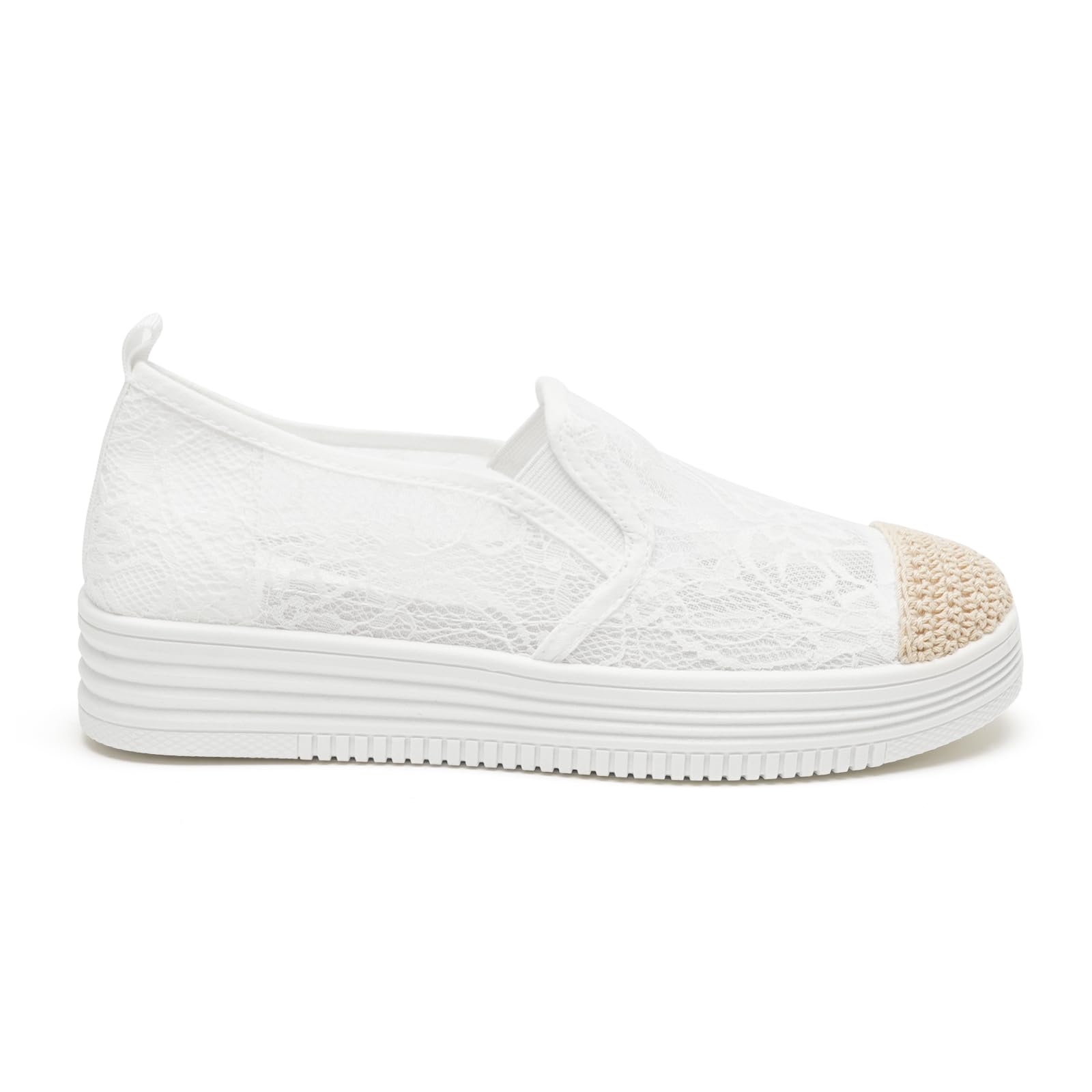 GLAMORA Bailarinas Mujer Manoletinas Zapatos Planos Slip On Transpirables Encaje Verano Suela Goma Antideslizante Plataforma Ligera Cómodos Calados Mocasines Elásticos