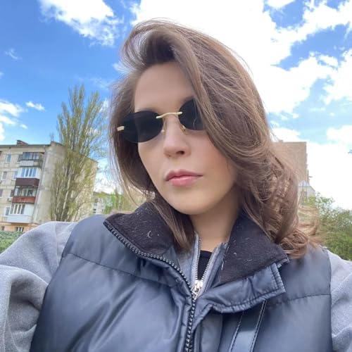 Retro Small Oval Metal Sunglasses - Polarized UV400 Rimless Vintage Driving Outdoor Shades3