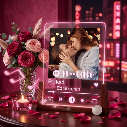 Personalized Gifts for Him Her Girlfriend Boyfriend - Spotify Plaque Custom Music Acrylic Song Plaque Frames with Photo Customized Gifts for Women Men Valentines Anniversary Birthday Christmas Day