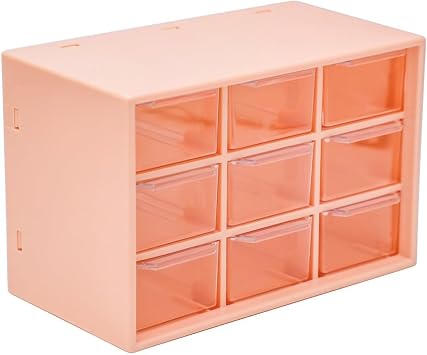 Desktop Drawer Organizer, 9 Drawers, Removable Desktop Craft Chest of Drawers, Makeup Jewelry Office Craft Supplies Storage Boxes Orange