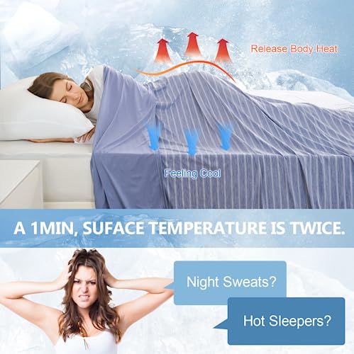 Ingeroom Cooling Blanket For Night Sweats Decorative - Stay Cool And Comfortable All Night Long, Cooling Blankets For Hot Sleepers,Lightweight Sofa Throw Blanket Blue King（90''X108''） #TOP2