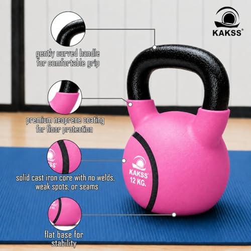 Image of Kakss Half Coating Neoprene Kettlebell (Pink, 12 KG)
