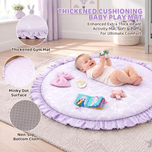 SULIFEEL Plush Baby Girl Play Gym, Extra Thick Playmat with Sensory Toys - Image 3