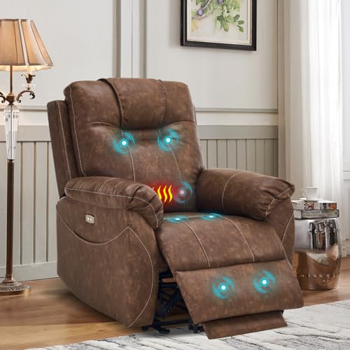 Sillón reclinable eléctrico marrón oscuro miniatura 1