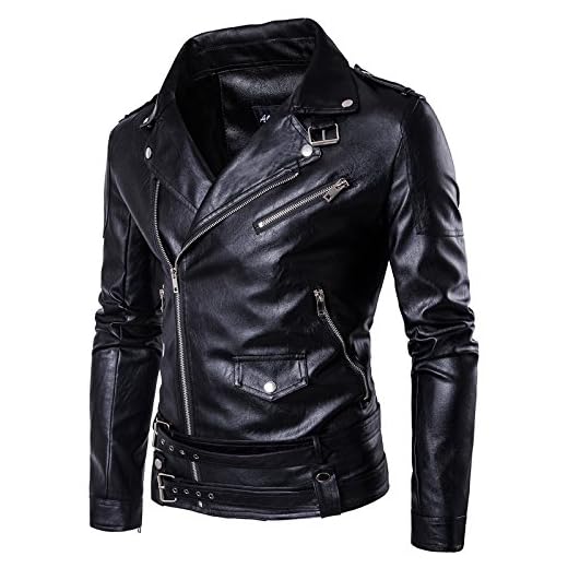 WSLCN Jaqueta masculina vintage de couro sintético para motociclista motociclista jaqueta clássica gola zíper para manter quente outono inverno preto, Preto, US 3XL (Asian 4XL)