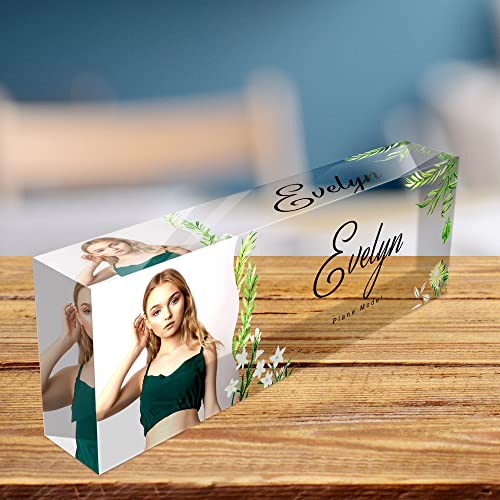 Fanery Sue Placa Nombre Oficina Personalizada Escritorio,acrílico con foto/nombre&cargo, Decoración Escritorio Oficina Hombre y Mujer, 20.32×6.4×3.05cm(Imagen y Texto-Estilo 8）