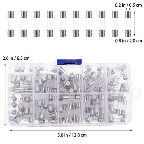 VILLCASE 100Pcs Tubo de Cartucho de Vidro FusÃ­vel Kit de FusÃ£o RÃ¡pida Kit de ColeÃ§Ã£o de FusÃ­ve