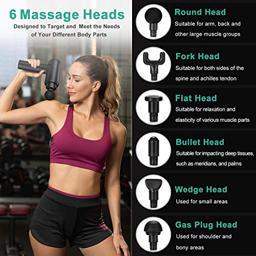 Medcursor Handheld Percussion Massage Gun - Deep Tissue Massager for Pain Relief, Sore Muscle and Stiffness, Powerful Motor High-Intensity - Includes 6 Massage Heads